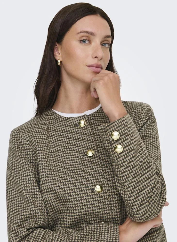 ONLY  Onlmaggie Checked Single Breasted Blazer for Women | Best Price UAE